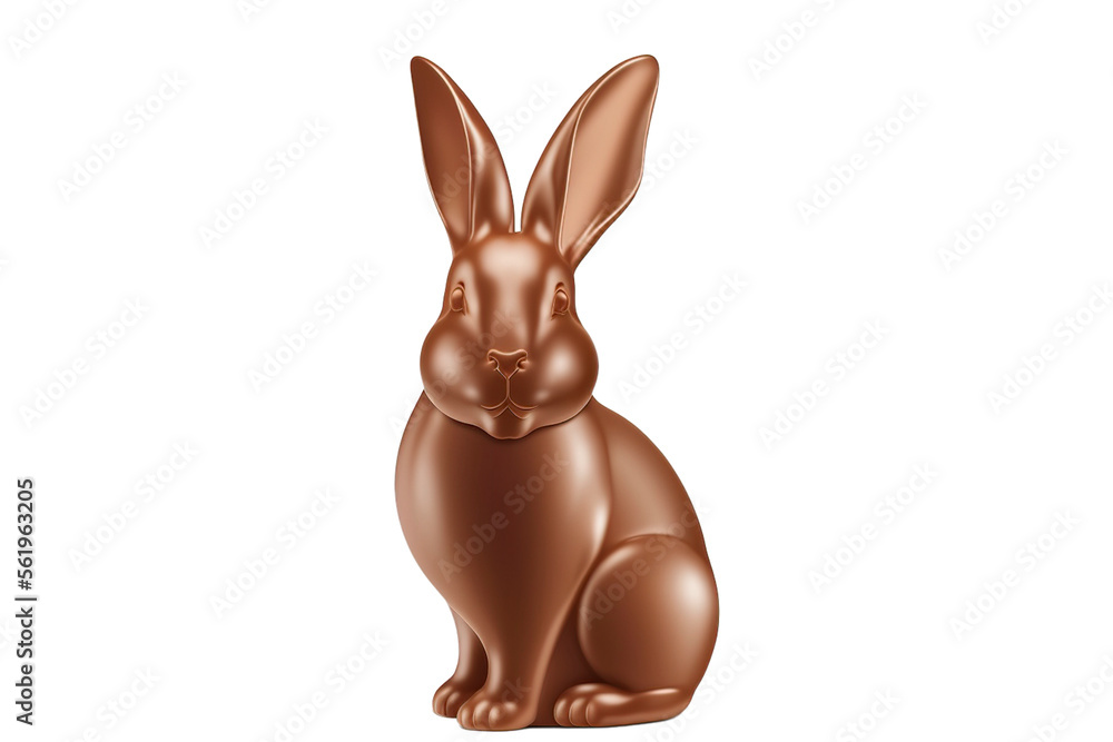 Obraz premium Chocolate bunny seen from profile with white background. Easter day celebration