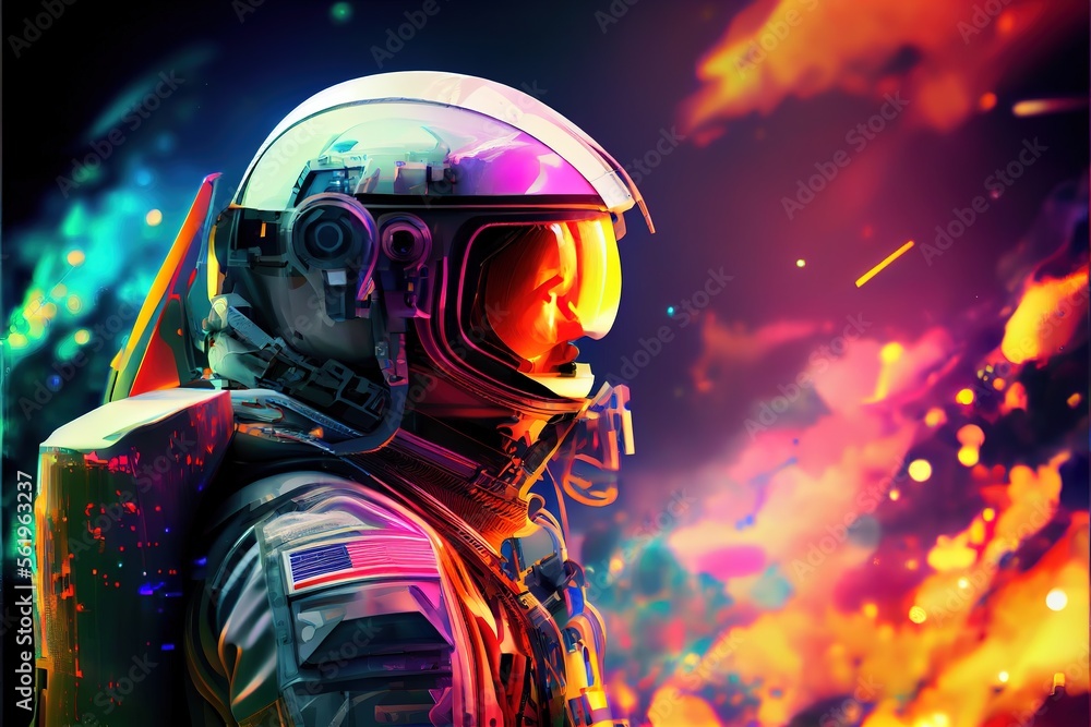 Astronaut on a futuristic background Sci fi colorful with Generative AI Astronaut on a futuristic background Sci fi colorful with Generative AI
