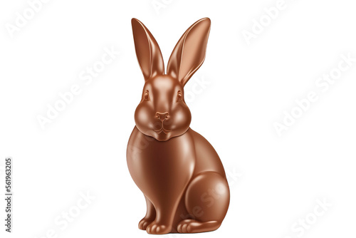 Chocolate bunny seen from profile with white background. Easter day celebration © German