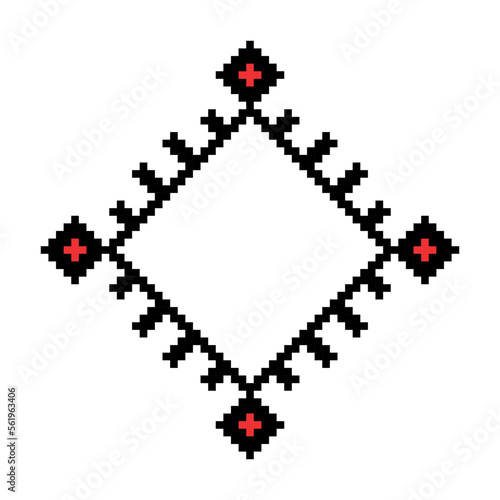 Vector illustration of ukrainian folk ornament. Vyshyvanka. Traditional geometric ornament from Eastern Europe on a white background. Ukrainian embroidery fragment, scheme.