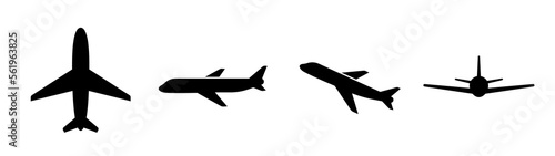 Four different airplane silhouette icons.