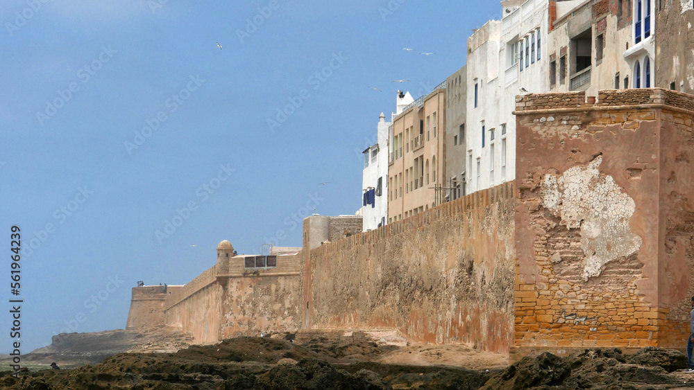 General view of the anciend walled city of Essaouira in Morocco. An important port on the Atlantic coast.