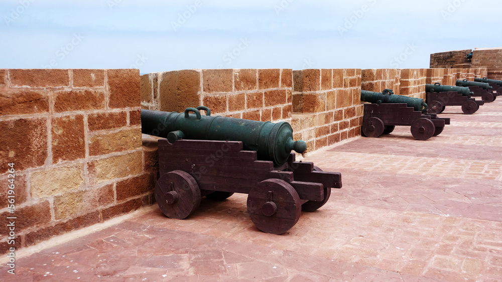 cannons on the city walls at Essaouira, protecting the city from invasion from the sea