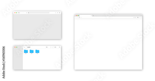 Web browser window template. Mockup of web site screen. Template of browser for laptop in white simple, flat design. photo