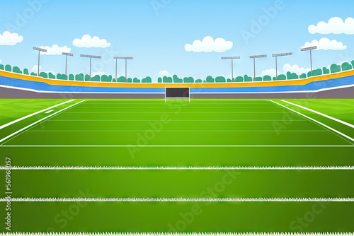 University or School Football field stadium  green grass background. Generative AI