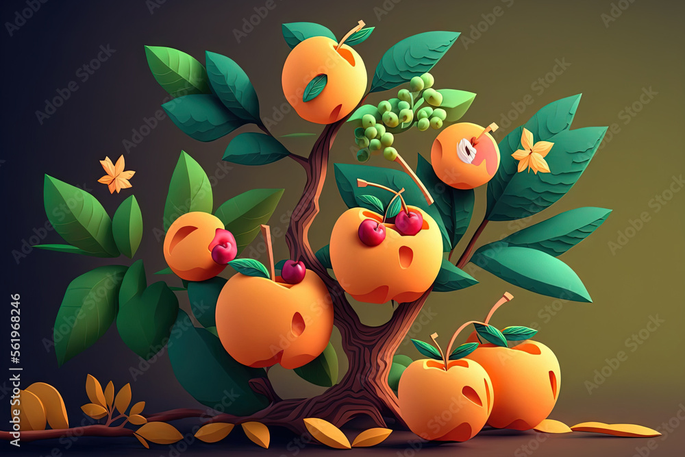fruit on a branch. Generative AI fruit on a branch. Generative AI
