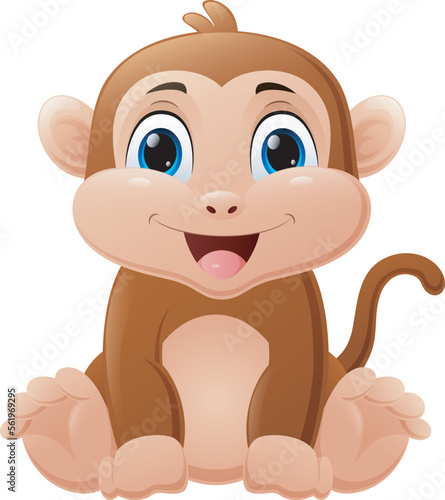 Cute baby monkey cartoon sitting