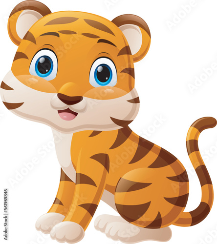 Fototapeta Naklejka Na Ścianę i Meble -  Cute baby tiger cartoon posing