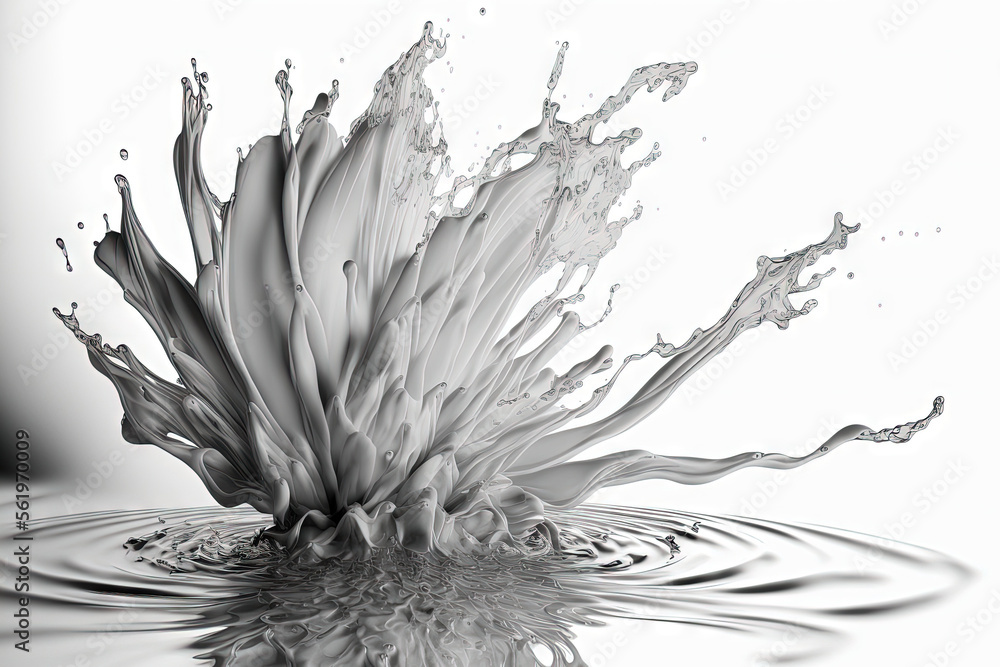 Splash of water isolated on white Isolated on a white background, a close up of a splash of water in the shape of a flower. Generative AI Splash of water isolated on white Isolated on a white background, a close up of a splash of water in the shape of a flower. Generative AI