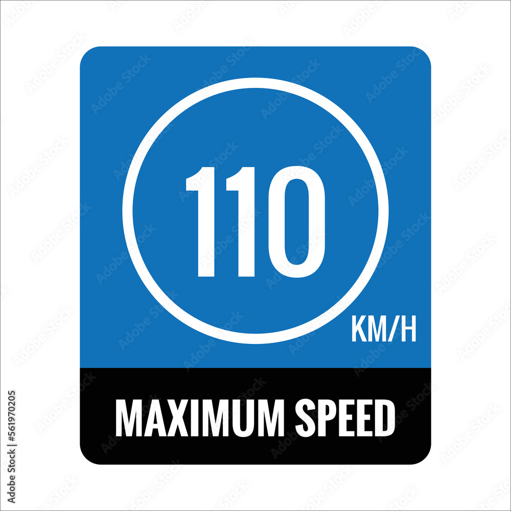 sign 110 kmh Isolated Road Maximum Speed limit sign icon on white background vector illustration. sign 110 kmh Isolated Road Maximum Speed limit sign icon on white background vector illustration.
