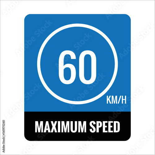 sign 60 kmh Isolated Road Maximum Speed limit sign icon on white background vector illustration.