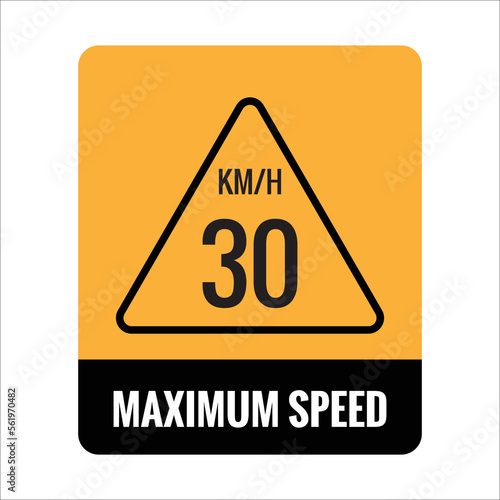 30 kmh Isolated Road Maximum Speed limit sign icon on white background vector illustration. photo