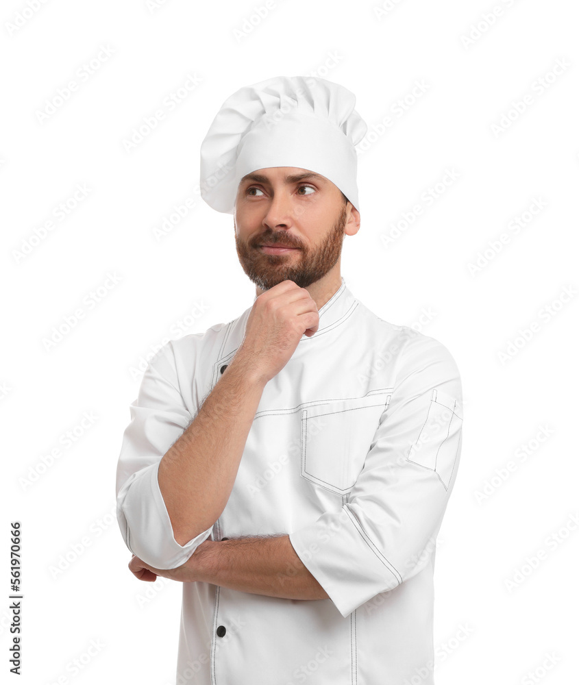 Mature male chef in uniform on white background Mature male chef in uniform on white background