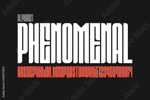 Condensed alphabet design, minimalism style, trendy characters set.