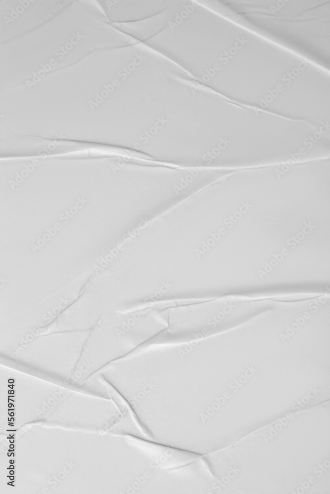 Fototapeta premium Texture of white creased paper, closeup view