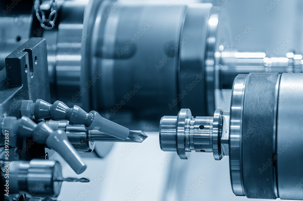 The multi-tasking CNC lathe machine chamfer cutting the metal shaft parts by milling turret. The multi-tasking CNC lathe machine chamfer cutting the metal shaft parts by milling turret.