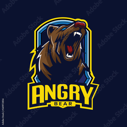 Vector grizzly bear mascot logo template