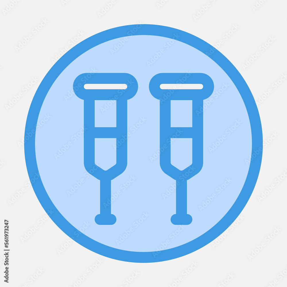 Crutches icon in blue style, use for website mobile app presentation Crutches icon in blue style, use for website mobile app presentation