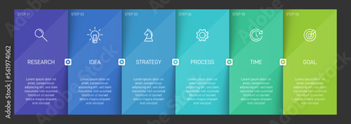 Vertical infographic design with icons and 6 options or steps. Thin line. Infographics business concept. Can be used for info graphics, flow charts, presentations, mobile web sites, printed materials.