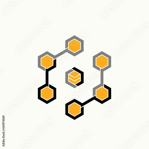 Logo design graphic concept creative abstract premium free vector stock unique connected lineout 7 hexagons like flip bee house. Related to animal or precision