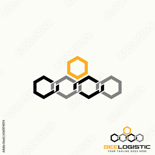 Logo design graphic concept creative abstract premium free vector stock unique connected lineout 5 hexagons like bee house. Related to animal or precision