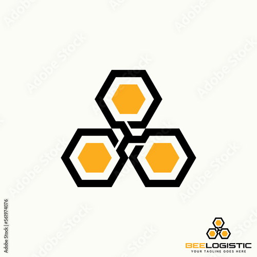 Logo design graphic concept creative abstract premium free vector stock unique lineout bound 3 hexagons like bee house. Related to animal or precision
