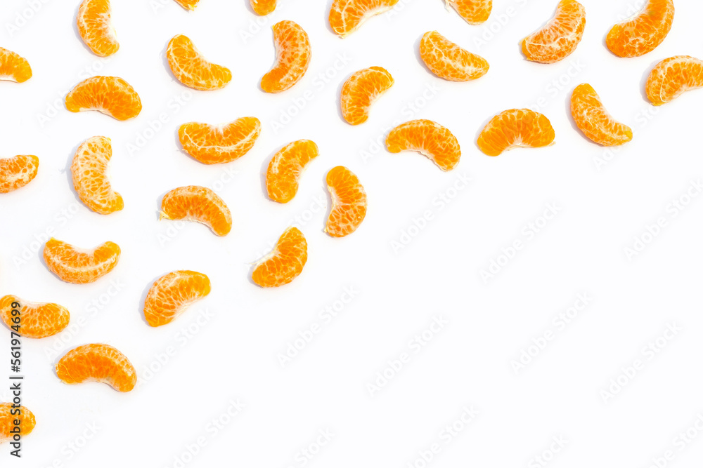 Fototapeta premium Orange segments on white background.