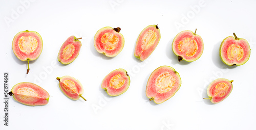 Fototapeta Naklejka Na Ścianę i Meble -  Fresh pink guava on white background.