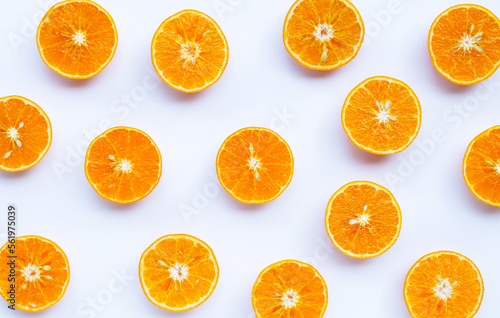 Orange fruit on white background.