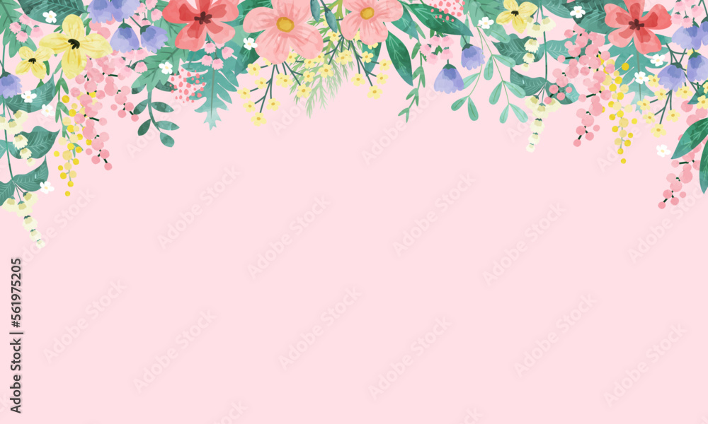Floral and leaf card. watercolor design. For banners, posters, invitations, etc.