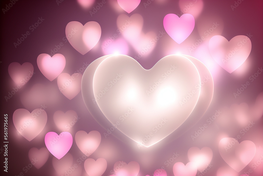 Valentine's day background with hearts. Generative Ai.