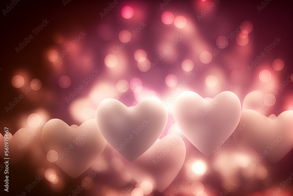 Valentine's day background with hearts. Generative Ai.