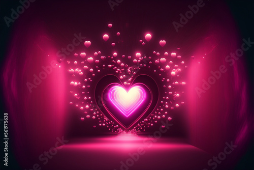Valentine s day background with hearts. Generative Ai.