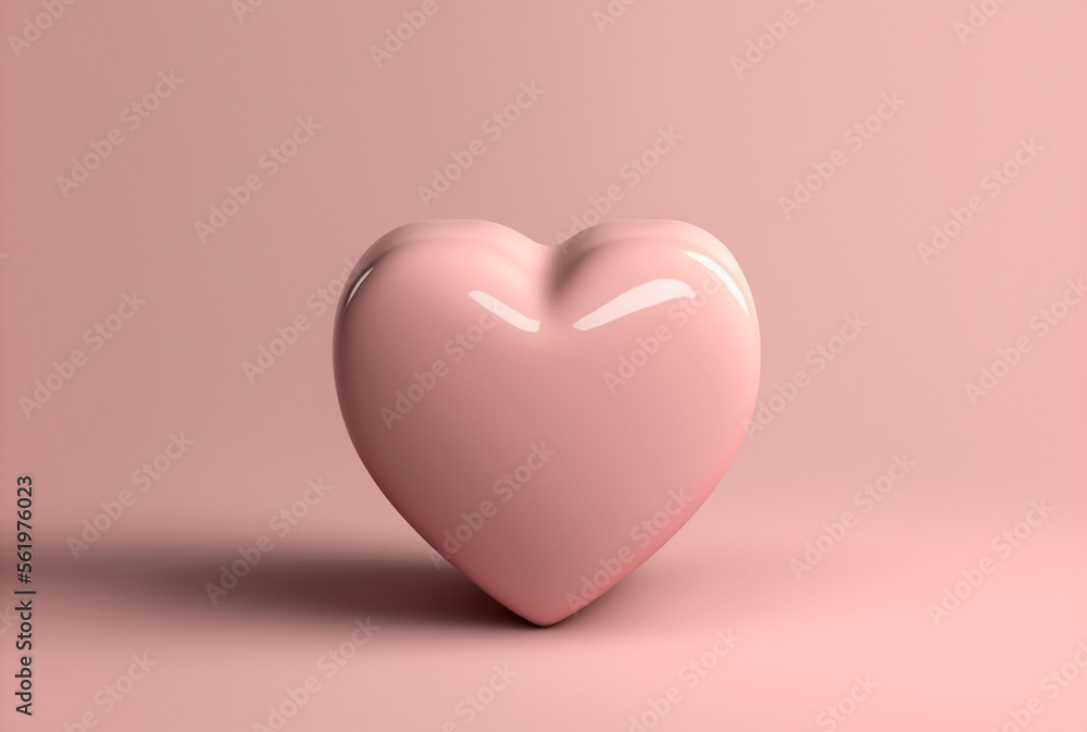 Heart on pink background. feeling happy with love. valentine day concept.  Generative Ai.
