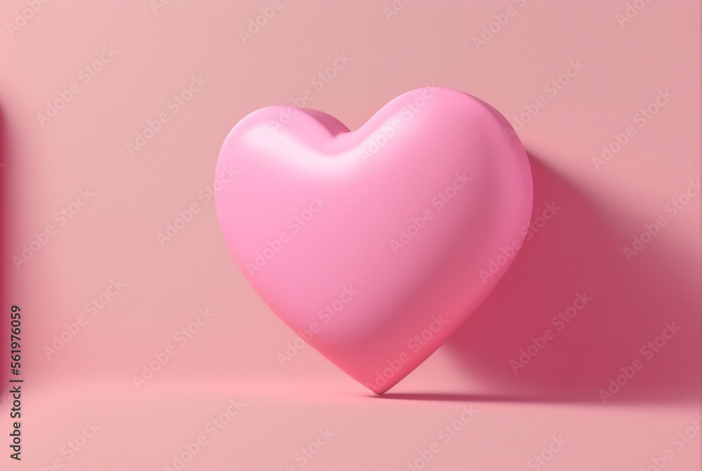 Heart on pink background. feeling happy with love. valentine day concept.  Generative Ai.