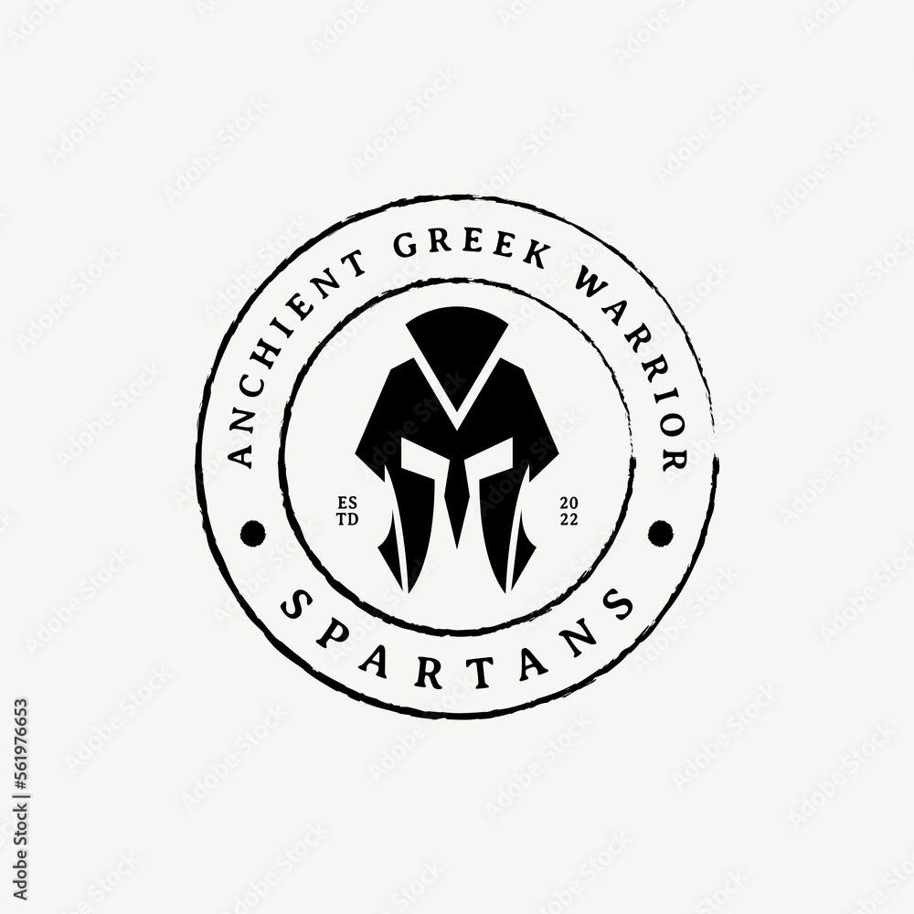ancient greek warrior spartans helmet stamp badge logo design ancient greek warrior spartans helmet stamp badge logo design