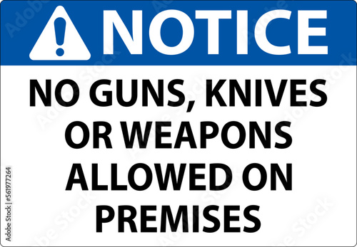 Notice Gun Rules Sign No Guns, Knives Or Weapons Allowed On Premises