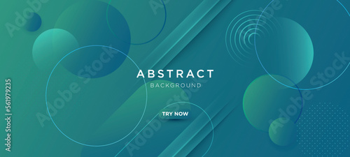 Trendy green fluid gradient geometric circle background, colorful abstract liquid 3d shapes. Futuristic design wallpaper for banner, poster, cover, flyer, presentation, advertising, landing page