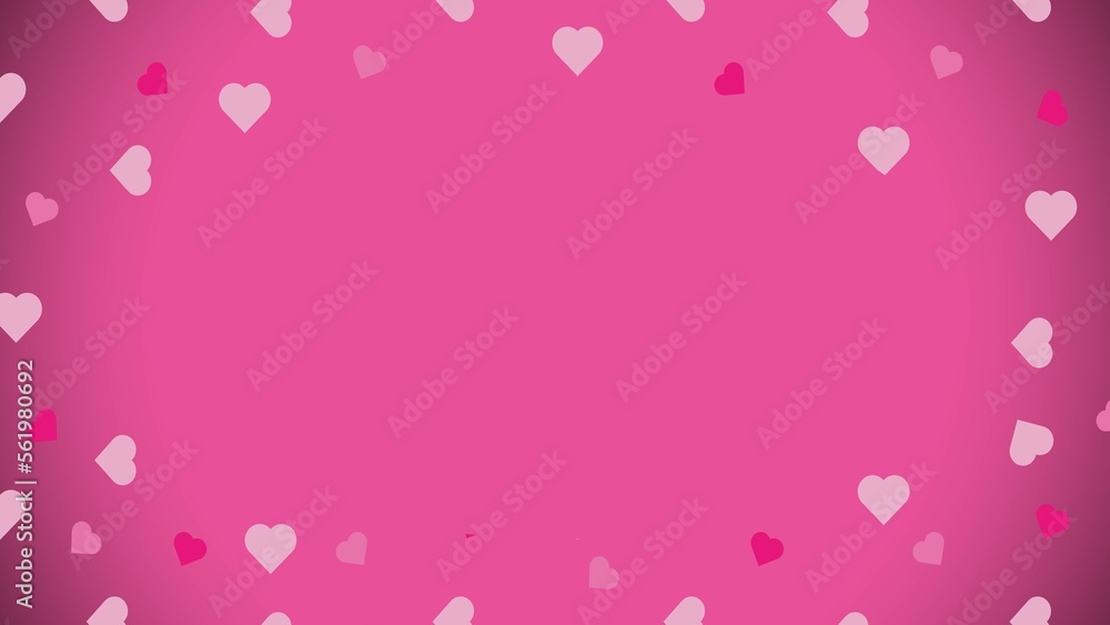 A valentine's day background design with heart shapes and gradient. Valentine's day banner with space for text message in the center. clean minimal love background with pink color pallet.