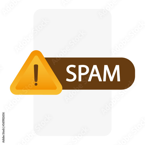 yellow spam triangle exclamation mark. Internet communication. Computer interface. Vector illustration.