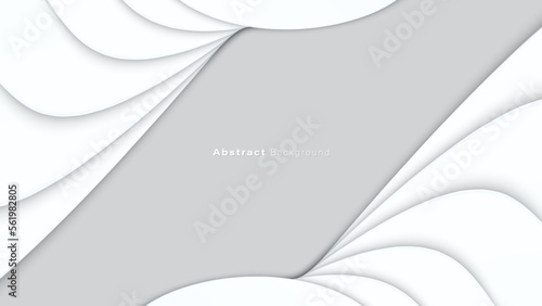 Grey white abstract background geometry shine and layer element vector for presentation design. Suit for business, corporate, institution, party, festive, seminar, and talks