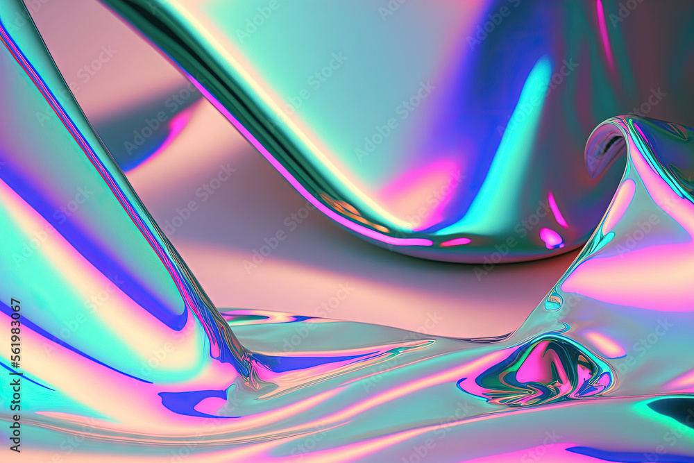 Free: Aesthetic holographic phone wallpaper, iridescent