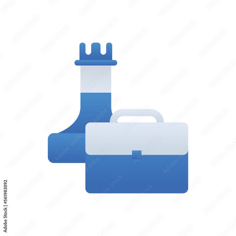 Business Strategy business management icon with blue duotone style. Concept, presentation, communication, finance, teamwork, technology, brainstorming. Vector illustration