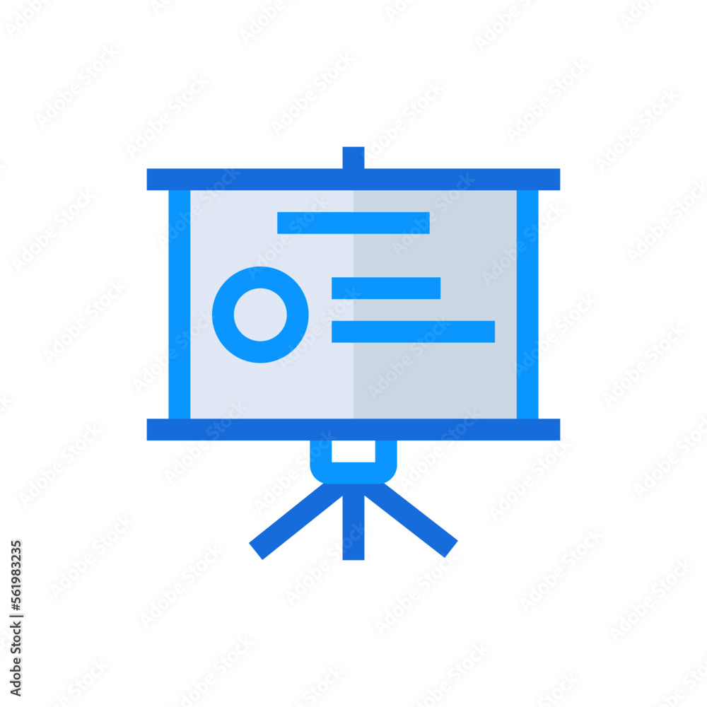 Presentation business management icon with blue duotone style. Discussion, diagram, human, lecture, communication, speech, board. Vector illustration Presentation business management icon with blue duotone style. Discussion, diagram, human, lecture, communication, speech, board. Vector illustration