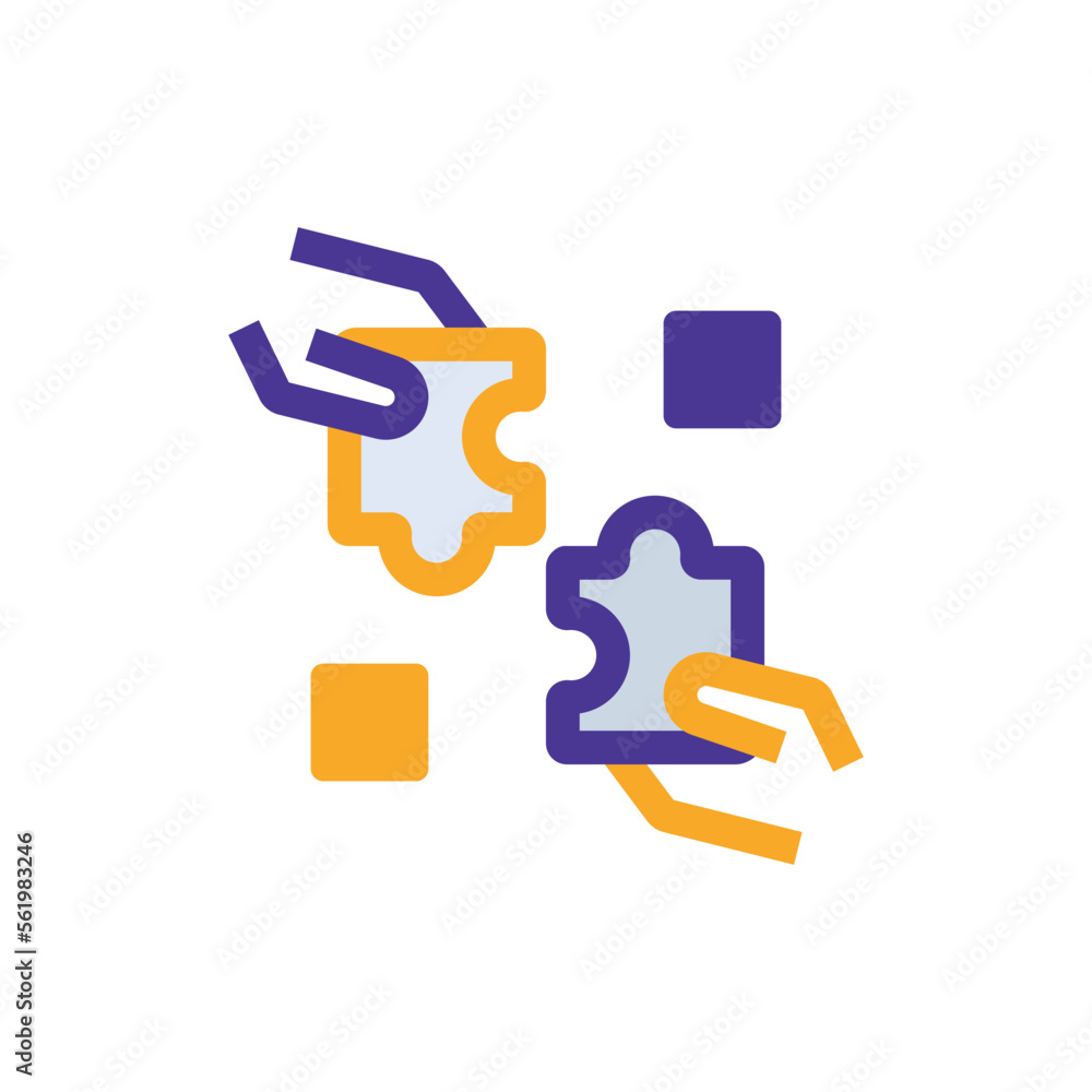 Cooperation business management icon with purple and orange duotone style. Company, respect, collaboration, deal, isolated, resource. Vector illustration Cooperation business management icon with purple and orange duotone style. Company, respect, collaboration, deal, isolated, resource. Vector illustration
