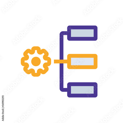 Project Management business management icon with purple and orange duotone style. Plan, concept, planning, time, process, schedule, report. Vector illustration