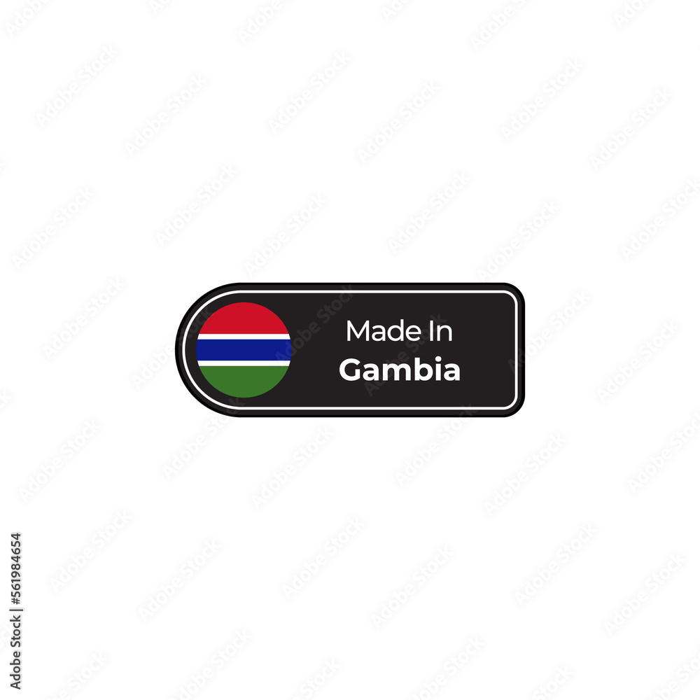 Made in Gambia png black label design with national flag Made in Gambia png black label design with national flag
