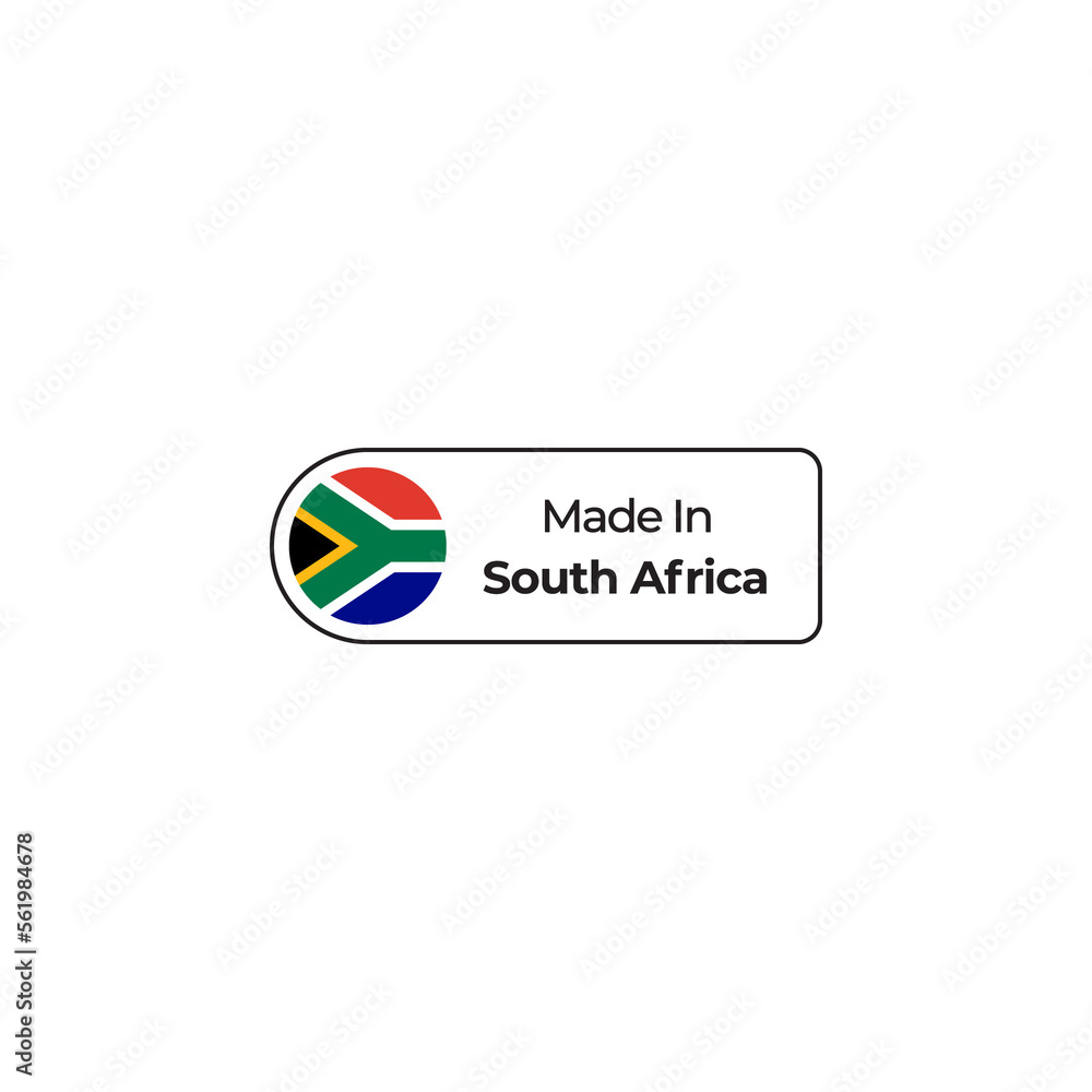 Made in South Africa png label design with flag and text Stock ...