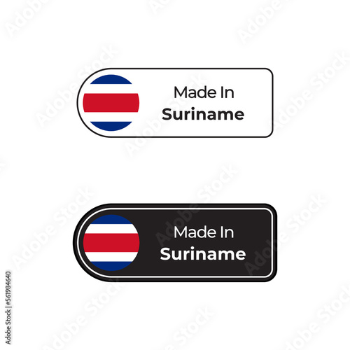 Free Download Made in Suriname label sticker design set with flag and text in two different styles - GFXLoad