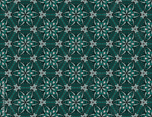 Geometric ethnic pattern seamless flower color oriental. seamless pattern. Design for fabric, curtain,black and white, carpet, wallpaper, clothing, wrapping, Batik, fabric,Vector illustration.